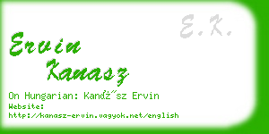 ervin kanasz business card